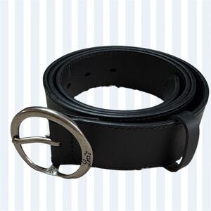Levi's Women’s Black Leather Belt with Round Silver Buckle sz L 12-14